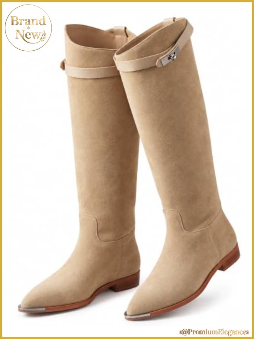 Women's Knee High Flat Boots Faux Suede Pointed Toe